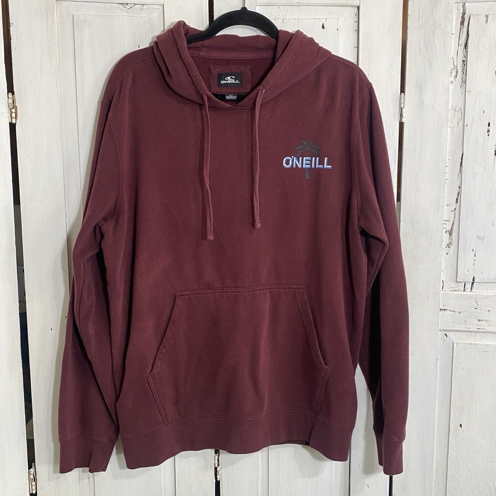O'Neill Surfing Hoodie Men's Large Deep Red Maroon Pullover Since 1952 Logo